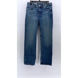 ZARA Women's Blue Wash Denim Straight-Leg Mid-Rise Five Pocket Jeans SZ 4